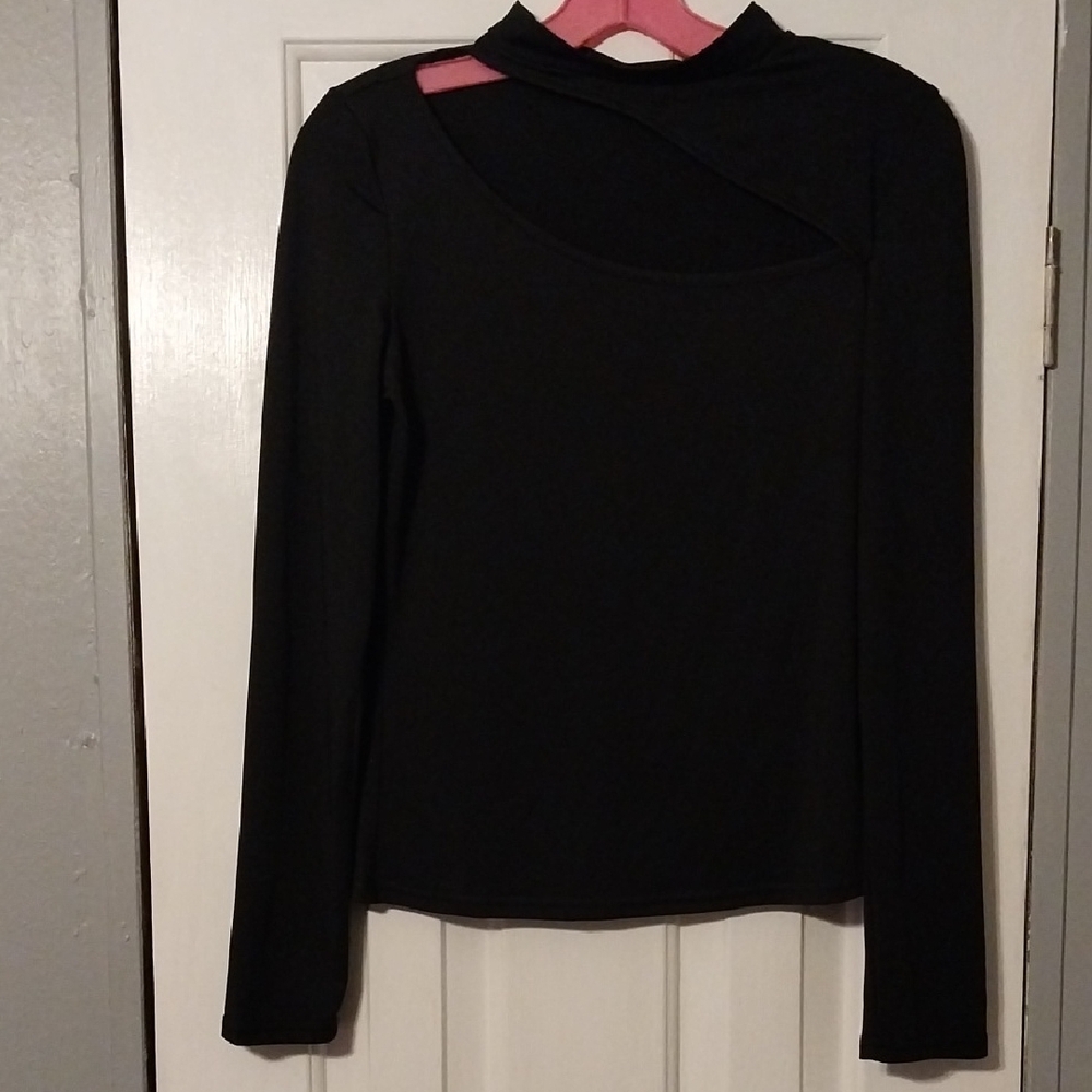 SHEIN black Cut-Out L1ong Sleeve Top